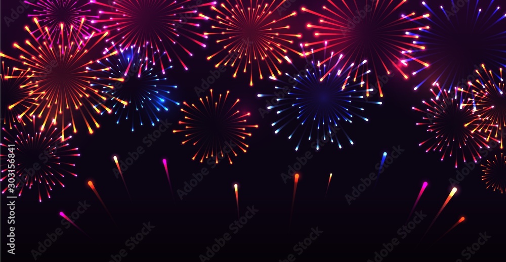 Fototapeta premium Color vector fireworks