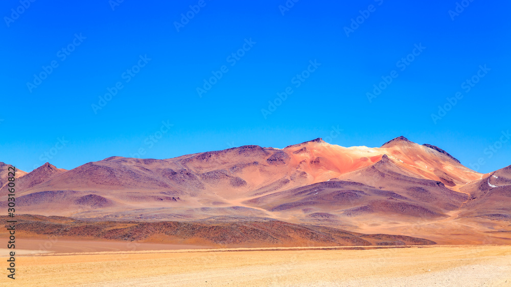 View of the beautiful mountain and (Salvador Dali) Siloli Desert in Uyuni Bolivia