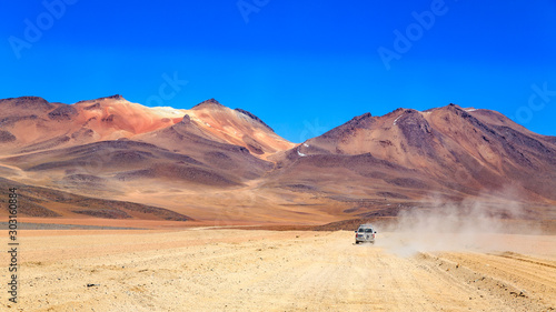 View of the beautiful mountain and (Salvador Dali) Siloli Desert in Uyuni Bolivia