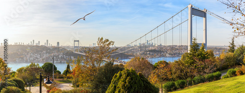 Obraz na płótnie Fatih Sultan Bridge or Second Bosphorus Bridge, Istanbul w salonie