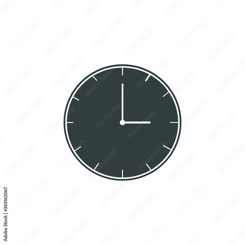 Analog clock flat icon. Symbol of time management, retro style chronometer with hour, minute and second arrow. Simple illustration isolated on white background. Analog clock flat icon. Symbol of time management, retro style chronometer with hour, minute and second arrow. Simple illustration isolated on white background.
