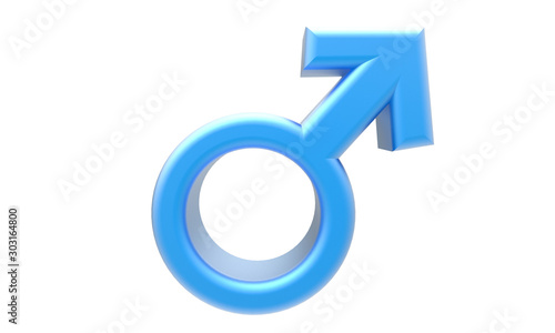 3d illustration of male gender symbol isolated on white