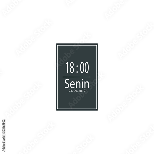 Analog clock flat icon. Symbol of time management, retro style chronometer with hour, minute and second arrow. Simple illustration isolated on white background.