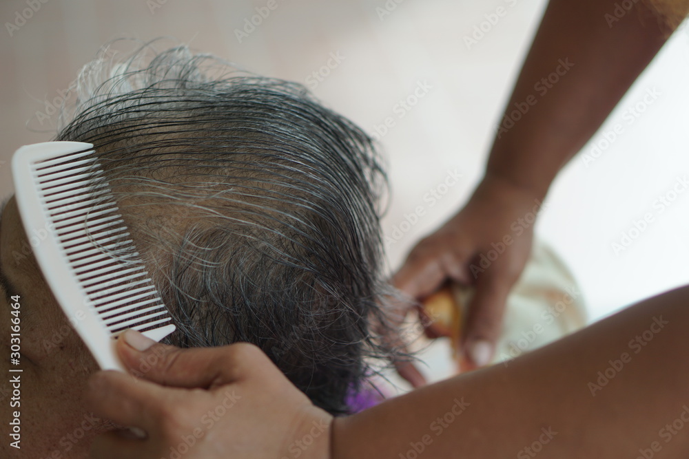 Naklejka premium people and leisure concept - portrait of senior woman grey hair.