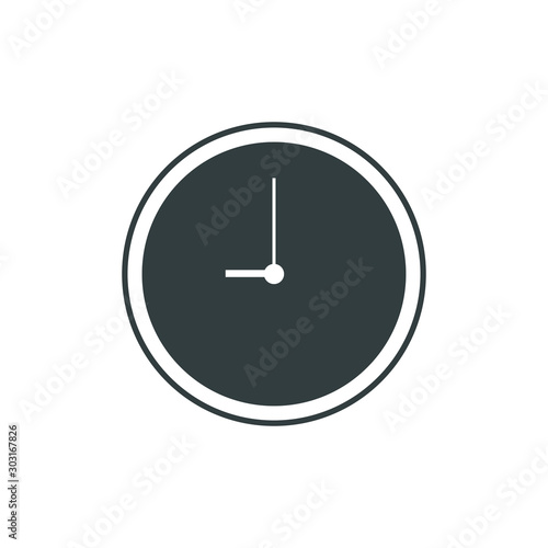 Analog clock flat icon. Symbol of time management, retro style chronometer with hour, minute and second arrow. Simple illustration isolated on white background.