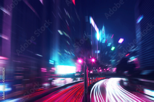 Night Time Car Trails in Hong Kong with a Zoom and Retro Outrun Color Effect