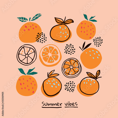 Stylish citrus oranges fruits poster