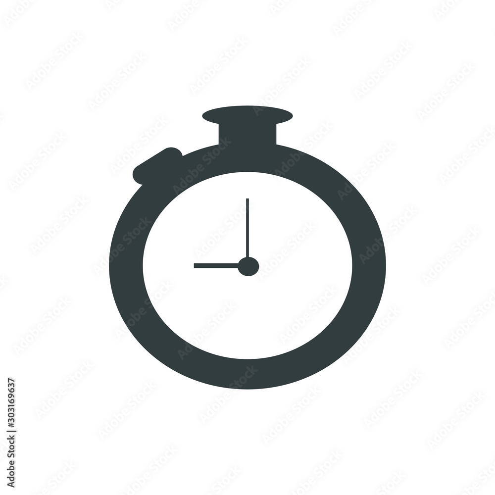 Analog clock flat icon. Symbol of time management, retro style chronometer with hour, minute and second arrow. Simple illustration isolated on white background. Analog clock flat icon. Symbol of time management, retro style chronometer with hour, minute and second arrow. Simple illustration isolated on white background.