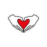 Icon of a heart from hand. Simple vector illustration