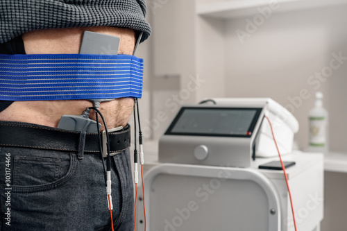 Bilde på lerret Closeup photo of spinal traction procedure in modern clinic
