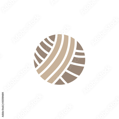 Isolated vector ball of wool. Symbol of threads or yarn