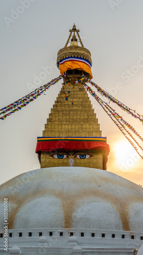 Bouddhanath Stupa at sunset. Kathmandu, Nepal