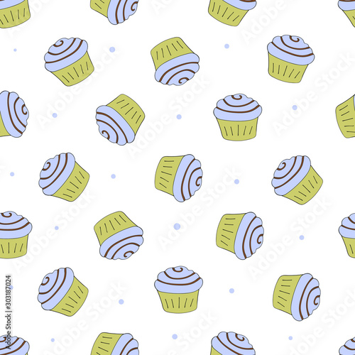 Cakes with cream seamless pattern.