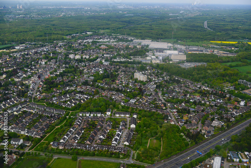 Photography Amazing panoramic view from flying airplane, Brockerberg,Germany.