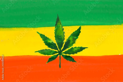 Cannabis and rastafarian flag vector background