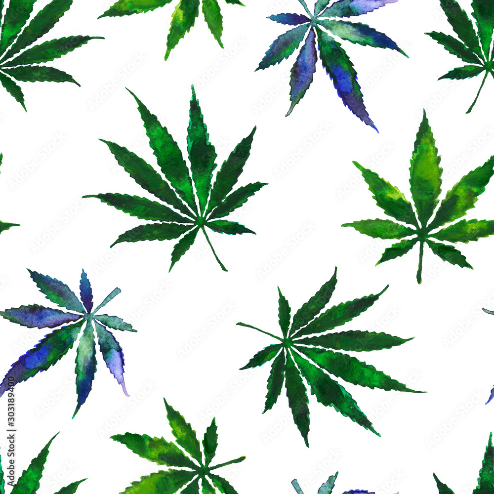 Cannabis or Marijuana leaves seamless pattern
