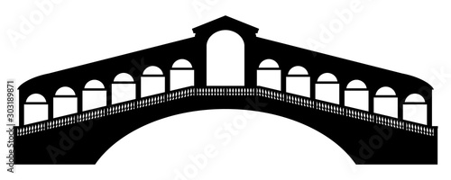 gz588 GrafikZeichnung - german: Rialtobrücke in Venedig, Italien - english: rialto bridge in venice, italy - icon / symbol / illustration - xxl black g8705 photo