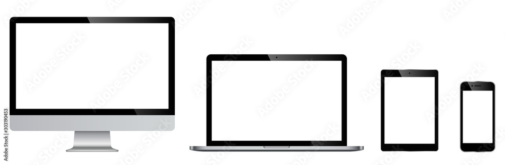 Device set. Computer, laptop, tablet, phone . Vector Device set. Computer, laptop, tablet, phone . Vector