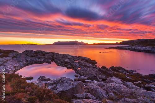 Seashore at the coast of kristiansund in norway