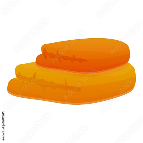 Orange pillow icon. Cartoon of orange pillow vector icon for web design isolated on white background