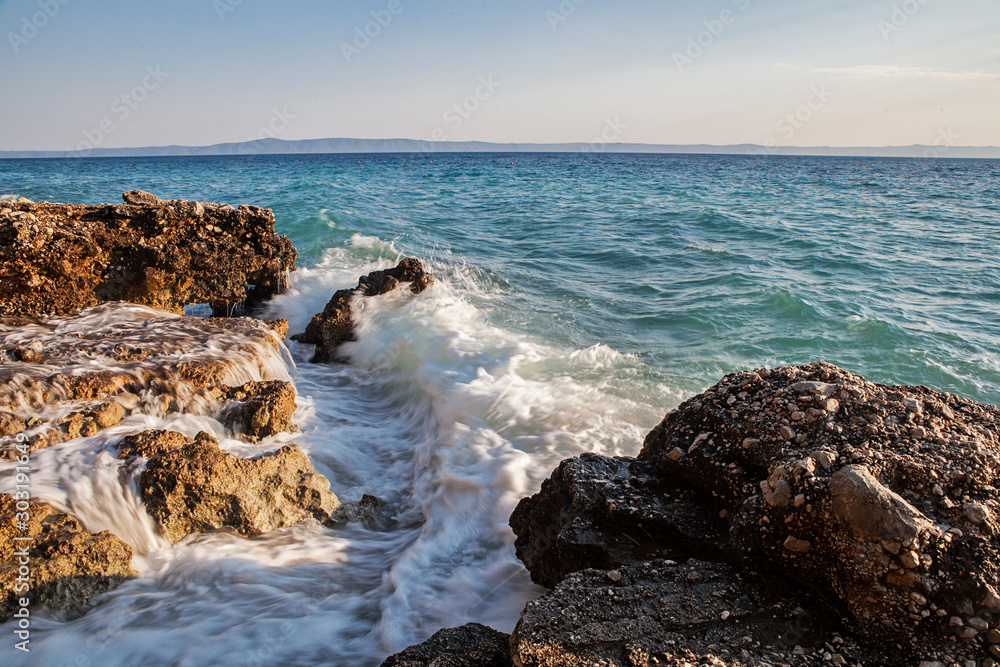 Waves beating on the Adriatic coast
