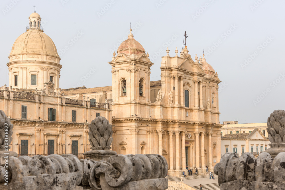 Sicily, Noto town the Baroque Wonder - UNESCO Heritage Site. San Nicola is one of many new churches built after the earthquake of 1693.