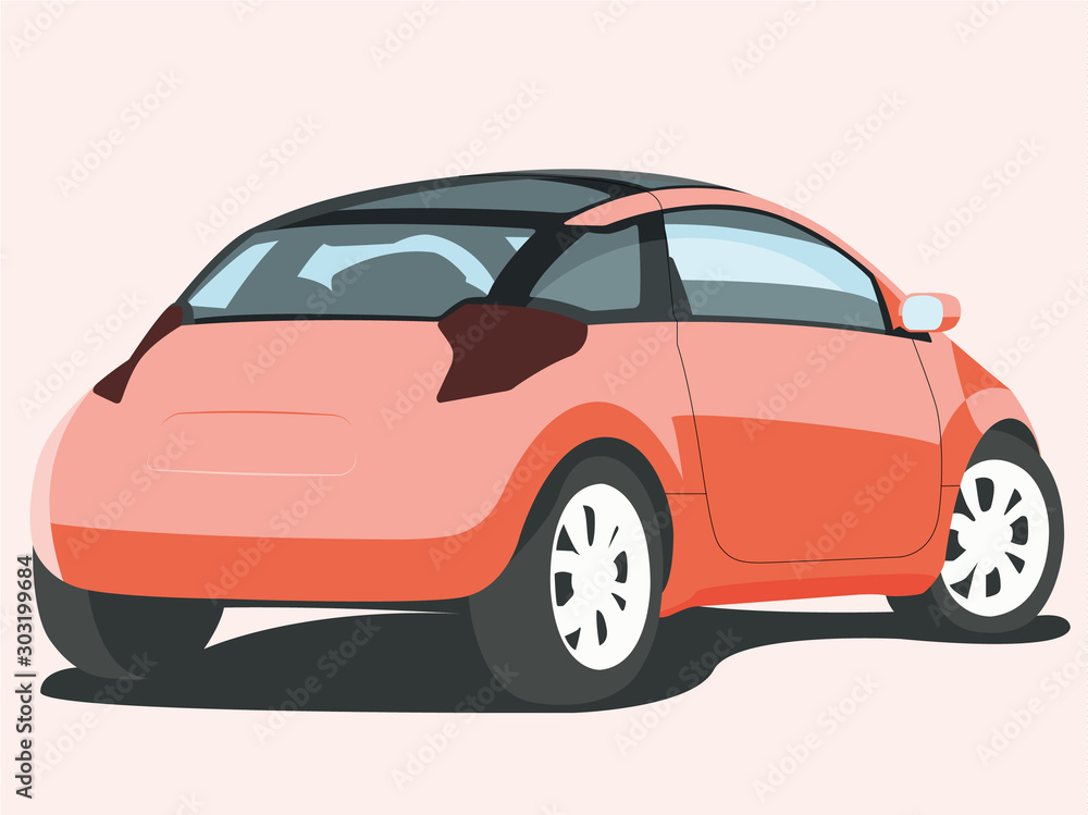 Hatchback orange realistic vector illustration isolated