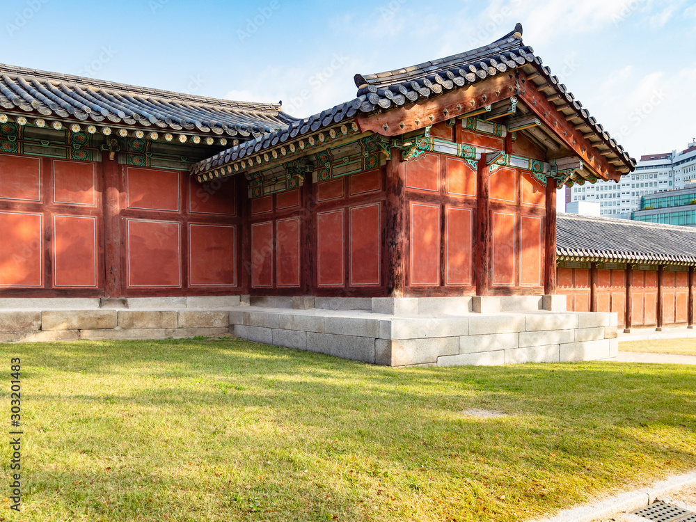 tower and fence of Changgyeong Palace in Seoul