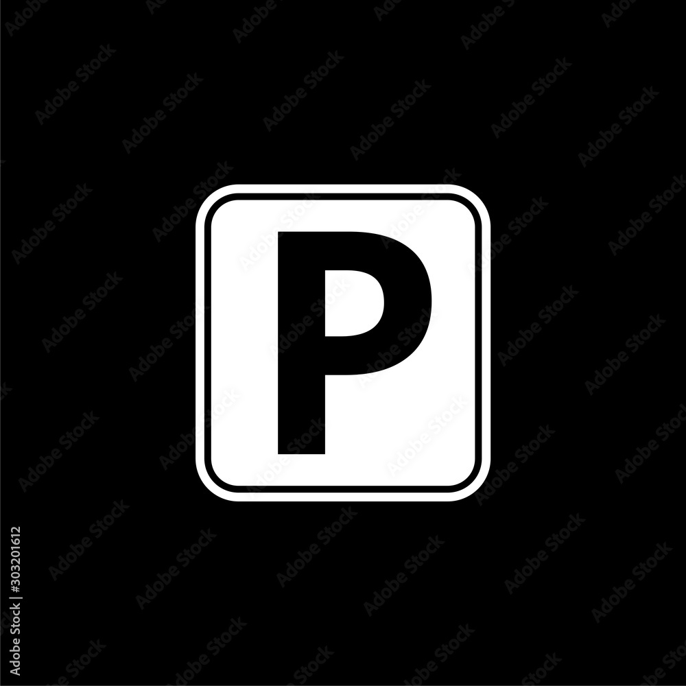 Parking icon isolated on black background Parking icon isolated on black background