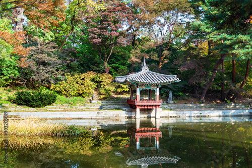 ornamental Aeryeonjeong Pavilion in Huwon Garden