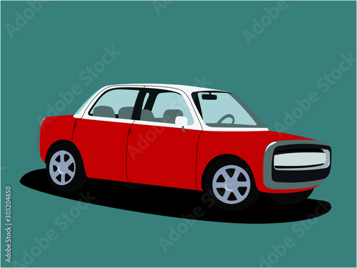 Sedan car red realistic vector illustration isolated