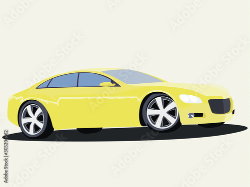 Sport car yelow realistic vector illustration isolated