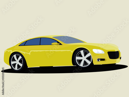 Sport car yelow realistic vector illustration isolated