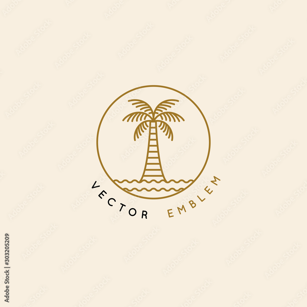 Vector logo design template with palm tree Stock Vector | Adobe Stock