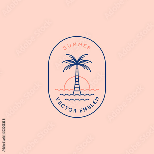 Fototapeta Vector logo design template with palm tree