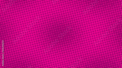 Magenta pink retro comic pop art background with haftone dots design. Vector clear template for banner or comic book design, etc