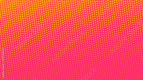 Pink and orange dotted background in pop art retro style, vector illustration