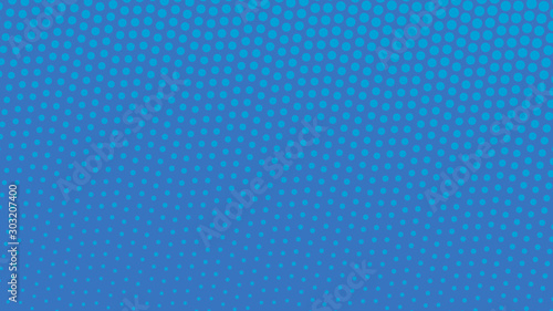 Blue retro comic pop art background with haftone dots design. Vector clear template for banner or comic book design, etc