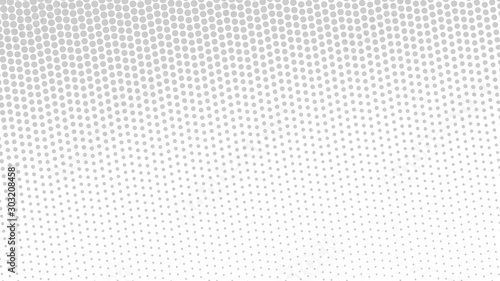 Monochrome grey and white pop art background in retro comic style with halftone dots, vector illustration of backdrop with isolated dots