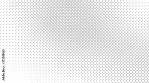 Monochrome grey and white pop art background in vitange comic style with halftone dots, vector illustration template for your design photo