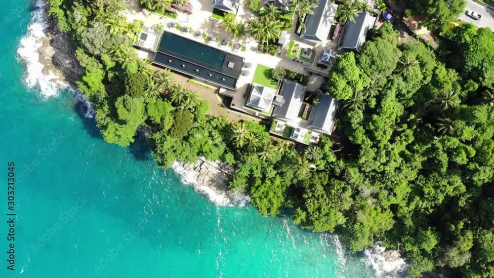 Aerial view sea beach coast turquoise water with tree Aerial view sea beach coast turquoise water with tree