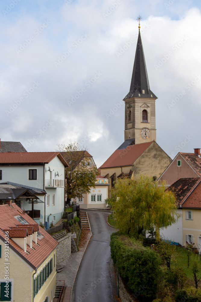 a small village church of a mountain village in Styria, Austria