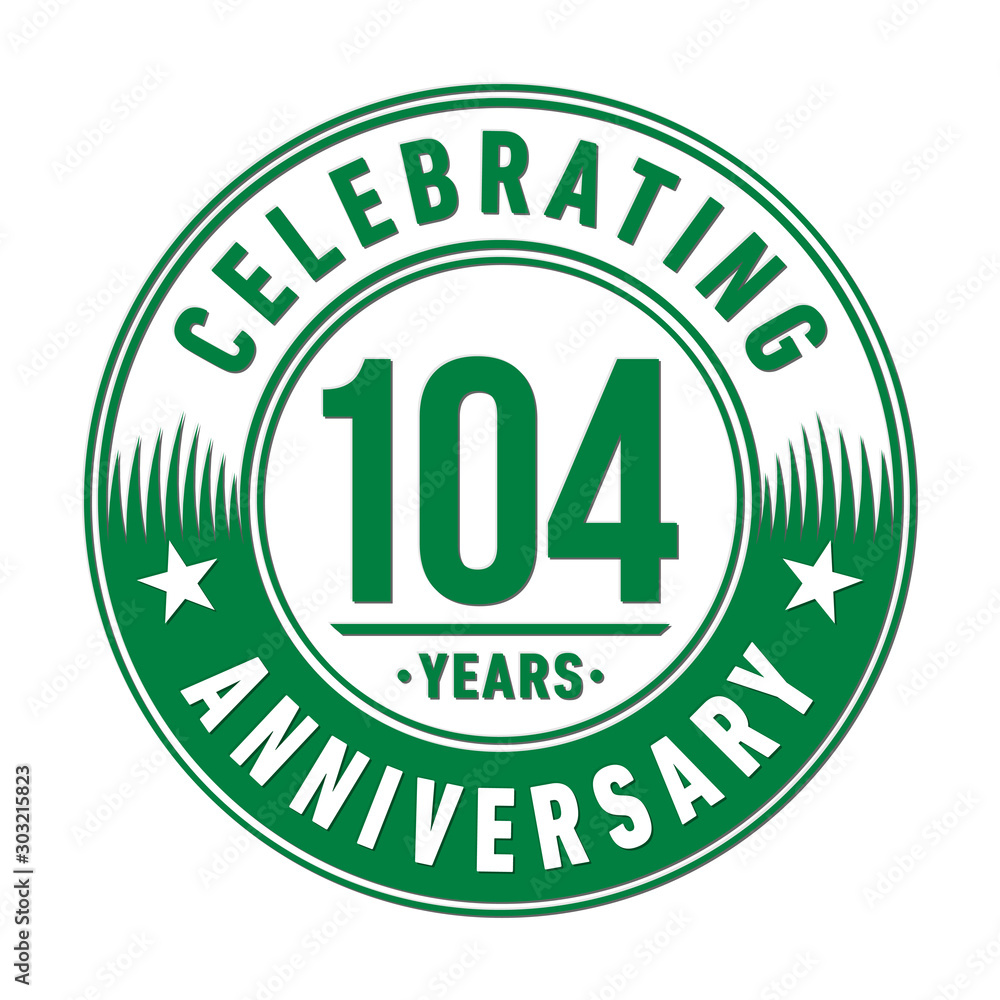 104 years anniversary celebration logo template. Vector and illustration. 104 years anniversary celebration logo template. Vector and illustration.