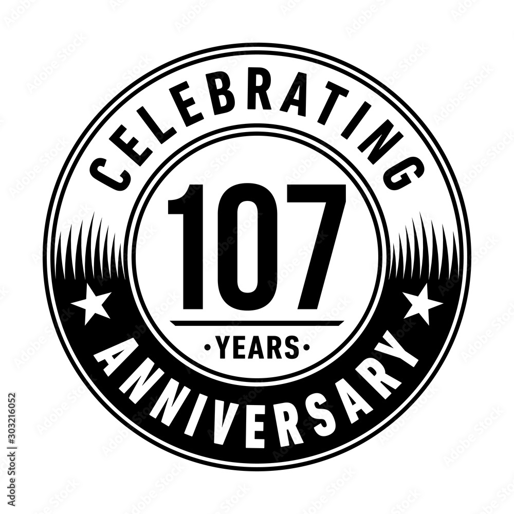 107 years anniversary celebration logo template. Vector and illustration.