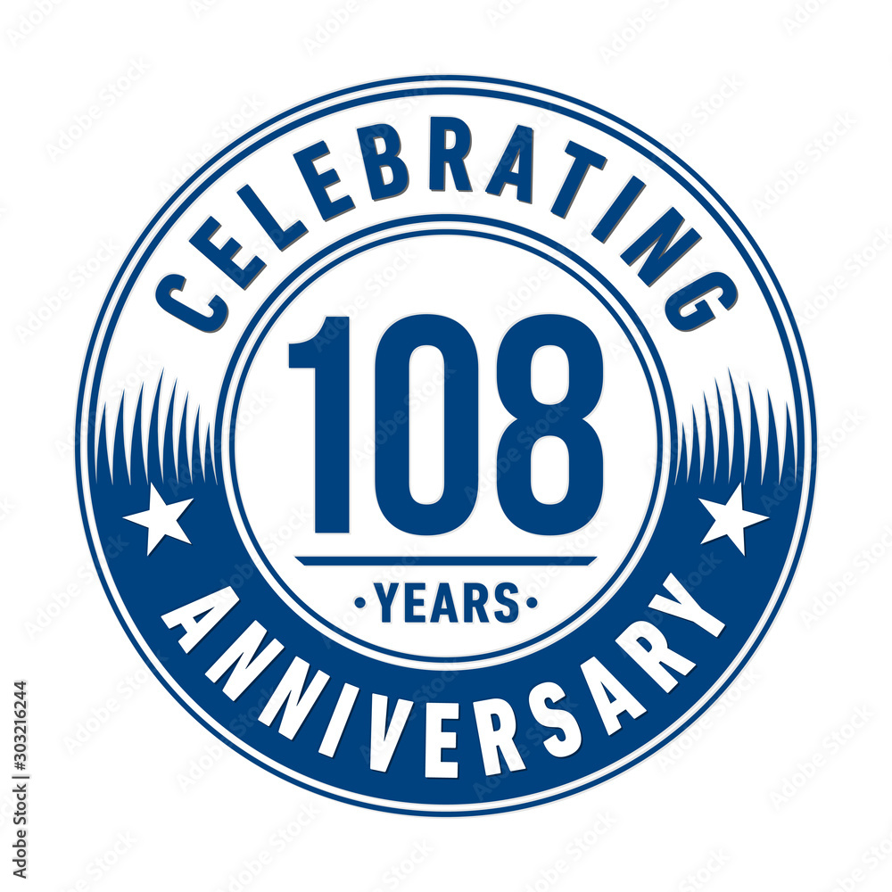 108 years anniversary celebration logo template. Vector and illustration.