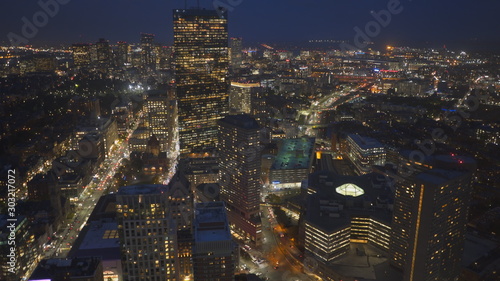 night view of boston from the observation deck of skywalk in boston