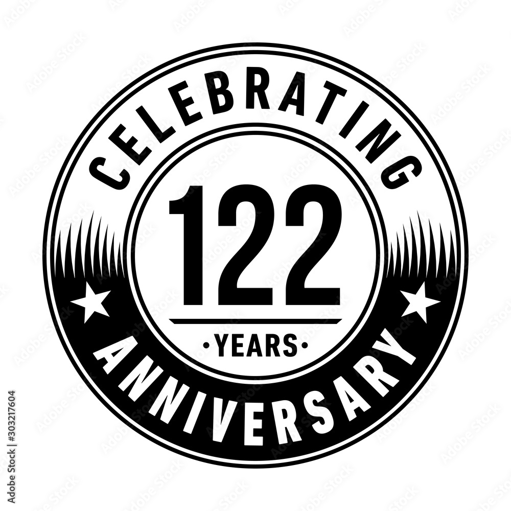 122 years anniversary celebration logo template. Vector and illustration.