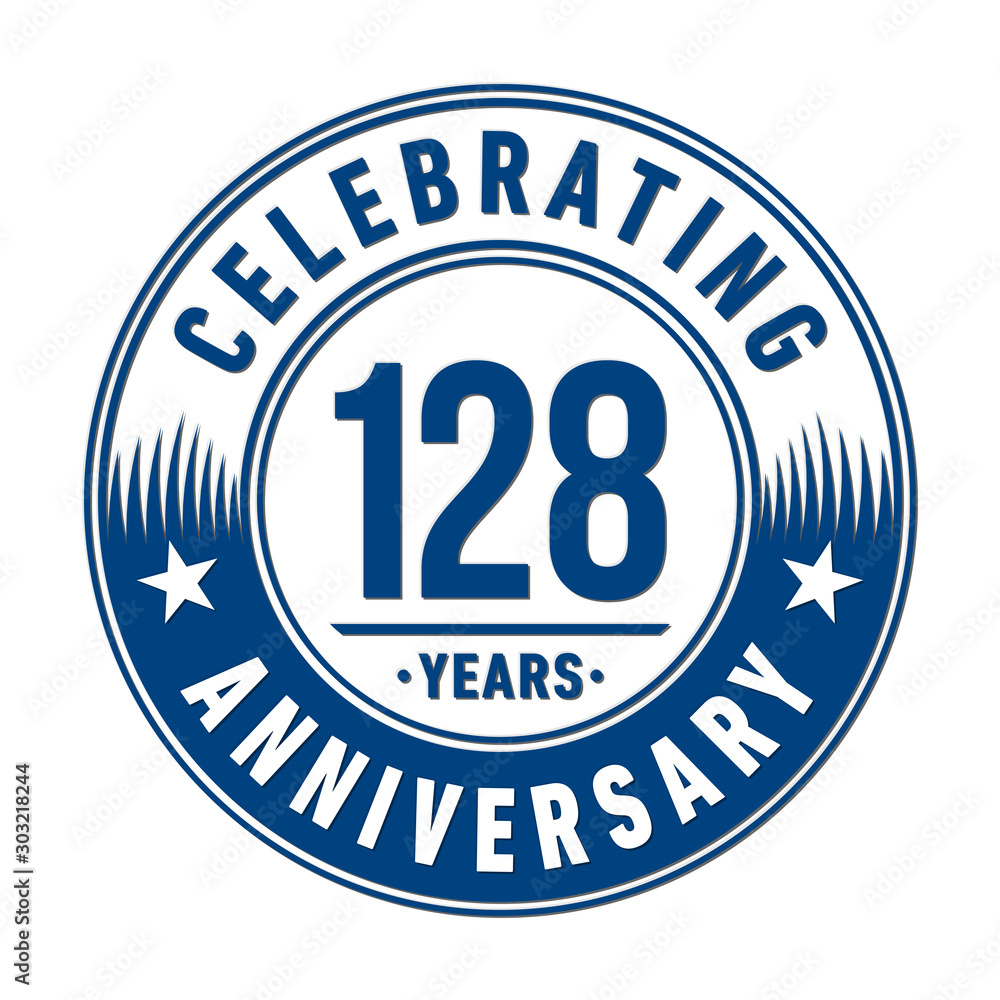 128 years anniversary celebration logo template. Vector and illustration.