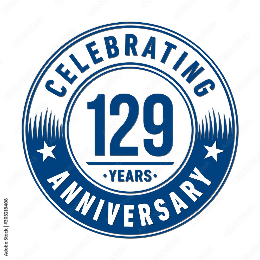 129 years anniversary celebration logo template. Vector and illustration.