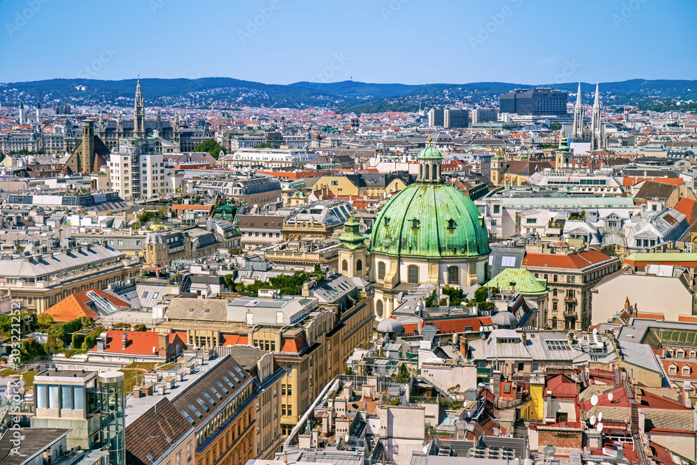 Aerial panorama of Vienna, Austria